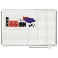 MasterVision CR0630830A 24 inch x 36 inch White Grid Porcelain Dry Erase Planning Board with Accessories - 1 inch x 2 inch Grid