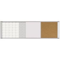 MasterVision XA429993700 48 inch x 18 inch Magnetic Calendar / Bulletin Board / Dry Erase Board with Aluminum Frame