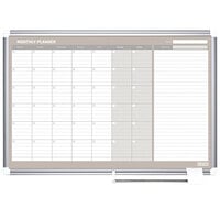 MasterVision GA0597830 Gold Ultra 48 inch x 36 inch Magnetic Monthly Enameled Steel Dry Erase Board Planner with Silver Aluminum Frame