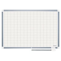 MasterVision CR0830830 36 inch x 48 inch White Grid Porcelain Dry Erase Planning Board - 1 inch x 2 inch Grid