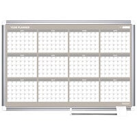 MasterVision GA05106830 Gold Ultra 48 inch x 36 inch Magnetic Twelve Month Enameled Steel Dry Erase Board Planner with Silver Aluminum Frame