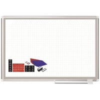 MasterVision CR0832830A 36 inch x 48 inch White Grid Porcelain Dry Erase All-Purpose Planning Board with Accessories - 1 inch x 2 inch Grid