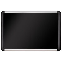 MasterVision MVI270301 MVI 48" x 72" Black Softtouch Fabric Bulletin Board with Silver / Black Aluminum Frame