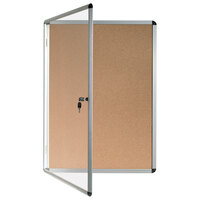 MasterVision VT630101690 28 inch x 38 inch Slim-Line Enclosed Cork Bulletin Board with Aluminum Case