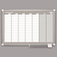 MasterVision GA0396830 36 inch x 24 inch Magnetic Weekly Enameled Steel Dry Erase Board with Silver Aluminum Frame