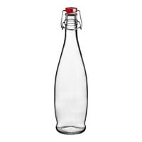 Libbey 13150035 34 oz. Oil / Vinegar Cruet / Water Bottle with Red Wire Bail Lid - 6/Case