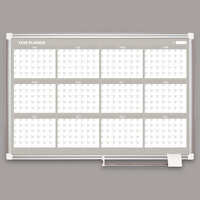 MasterVision GA03106830 36 inch x 24 inch Magnetic Twelve Month Enameled Steel Dry Erase Board with Silver Aluminum Frame