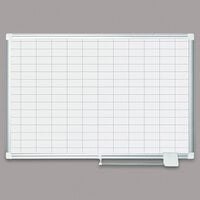 MasterVision MA0392830 36" x 24" Magnetic 1" x 2" Gridded Lacquered Steel Dry Erase Board with Silver Aluminum Frame