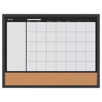 MasterVision MX04511161 24 inch x 17 inch Magnetic Monthly Lacquered Steel Dry Erase / Cork Board with Black Wood Frame