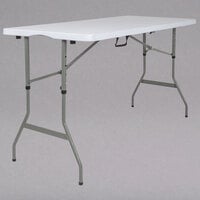 Flash Furniture RB-3050FH-ADJ-GG 30" x 60" Rectangular Height Adjustable Granite White Plastic Bi-Fold Folding Table