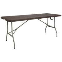 Flash Furniture DAD-FT-180Z-GG 29 inch x 71 inch Rectangular Brown Rattan Plastic Bi-Fold Folding Table