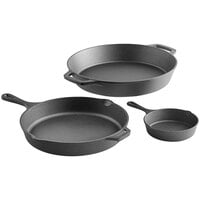 Valor 3-Piece Pre-Seasoned Cast Iron Skillet Set - Includes 8 inch, 15 inch, and 17 inch Skillets