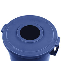Carlisle 341033REC14 Blue 32 Gallon Round Recycling Bottle / Can Lid with 8 inch Hole