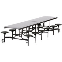 National Public Seating MTS10-MDPECR 10' Rectangular Mobile MDF Cafeteria Table with Chrome Frame, ProtectEdge, and 12 Stools