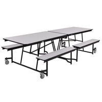 National Public Seating MTFB10-MDPECR 10' Rectangular Fixed Bench MDF Cafeteria Table with ProtectEdge and Chrome Frame