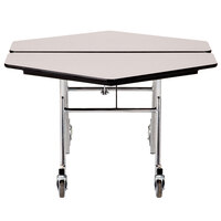 National Public Seating MT48H-MDPECR 48 inch Hexagonal Mobile MDF Cafeteria Table with Chrome Frame and ProtectEdge