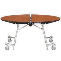 National Public Seating MT48R-PBTMCR 48 inch Round Mobile Particleboard Cafeteria Table with Chrome Frame and T-Molding Frame