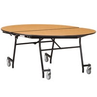 National Public Seating MT72V-PBTMCR 72 inch Oval Mobile Particleboard Cafeteria Table with Chrome Frame and T-Molding Edge