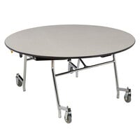 National Public Seating MTSSF-60R-PBTMPC 60" Round Particleboard Cafeteria Table with T-Mold Edge and Black Powder Coated Frame
