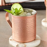 Acopa Alchemy 14 oz. Straight Sided Hammered Copper Moscow Mule Mug - 12/Pack