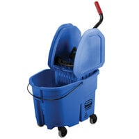 Rubbermaid FG757888BLUE WaveBrake® 35 Qt. Blue Mop Bucket with Down Press Wringer