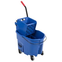 Rubbermaid FG758888BLUE WaveBrake® 35 Qt. Blue Mop Bucket with Side Press Wringer
