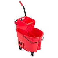 Rubbermaid FG758888RED WaveBrake® 35 Qt. Red Mop Bucket with Side Press Wringer