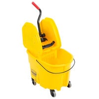 Rubbermaid FG757788YEL WaveBrake® 35 Qt. Yellow Mop Bucket with Down Press Wringer