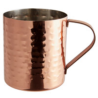 Acopa Alchemy 14 oz. Straight Sided Hammered Copper Moscow Mule Mug - 4/Pack
