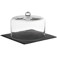 Acopa 12 inch Square Black Slate Tray with 11 1/4 inch Glass Dome and Soapstone Chalk