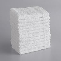Lavex Lodging Economy 12" x 12" 100% Cotton Wash Cloth with Overlock Stitch 1 lb.   - 12/Pack