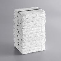 Choice 16" x 19" Black Striped 32 oz. Cotton Textured Terry Bar Towel - 12/Pack