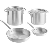 Choice Aluminum 6-Piece Pot/Pan Set with 8 inch, 12 inch Frying Pans, and 12 Qt. Stock Pot and Covers