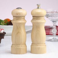 Chef Specialties 06200 Professional Series 6 inch Customizable Salem Natural Finish Pepper Mill and Salt Shaker