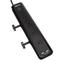 Tripp Lite TLP606DMUSB Protect It! 6' Black 6 Outlet Clamp Mount Surge Protector, 2100 Joules