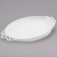 Bon Chef 2100PWHT Bolero 12 1/2 inch x 17 1/2 inch White Sandstone Finish Cast Aluminum Platter