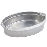 Bon Chef 2083P 3 Qt. Pewter-Glo Cast Aluminum Oval Casserole Dish with Shell Handles