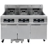 Frymaster 31814EF Oil Conserving 180 lb. Electric 3 Unit Floor Fryer with Digital Controller and Filtration System - 208V, 3 Phase, 51 kW