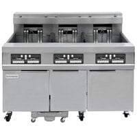 Frymaster 31814EF Oil Conserving 180 lb. Electric 3 Unit Floor Fryer with CM3.5 Controls and Filtration System - 240V, 3 Phase, 51 kW