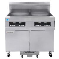 Frymaster 21814GF Oil Conserving 126 lb. Liquid Propane 2 Unit Floor Fryer with Digital Controller and Filtration System - 238,000 BTU