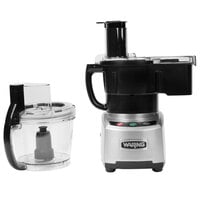 Waring WFP16SCD Dice Combination Food Processor with 4 Qt. Clear Bowl, Continuous Feed Attachment, and 3 Discs - 2 hp