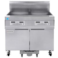 Frymaster 21814GF Oil Conserving 126 lb. Liquid Propane 2 Unit Floor Fryer with SMART4U Lane Controls and Filtration System - 238,000 BTU