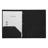 Universal UNV20550 11" x 8 1/2" Black Plastic Twin-Pocket Report Cover with Prong Fasteners, Letter - 10/Pack