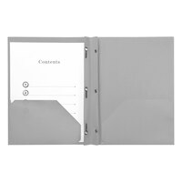 Universal UNV20554 11 inch x 8 1/2 inch White Plastic Twin-Pocket Report Cover with Prong Fasteners, Letter - 10/Pack