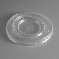 Carnival King 999PCLEMLD16 12-22 oz. Clear Cold Cup Flat Lid with Straw Slot for Lemonade Cup - 100/Pack