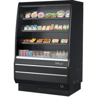 Turbo Air TOM-50MB-SP-A-N 50 inch Black Air Curtain Merchandiser with Black / Mirrored Interior and Solid Side Panels