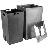 Commercial Zone 724666 ModTec 39 Gallon Gunmetal Satin Square Waste Container with Stainless Steel Lid