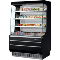 Turbo Air TOM-40MB-SP-A-N 39 inch Black Air Curtain Merchandiser with Black / Mirrored Interior and Solid Side Panels