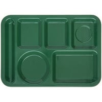 Carlisle 4398008 10 inch x 14 inch Forest Green Heavy Weight Melamine Left Hand 6 Compartment Tray
