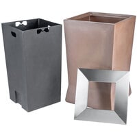 Commercial Zone 724665 ModTec 39 Gallon Old Bronze Square Waste Container with Stainless Steel Lid